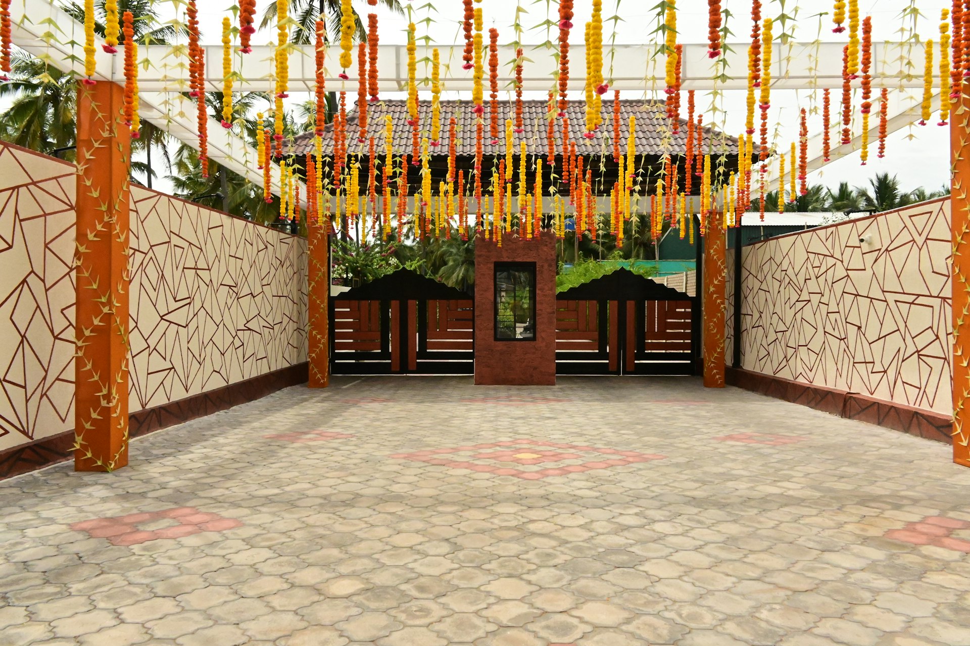 a gated entrance to a building